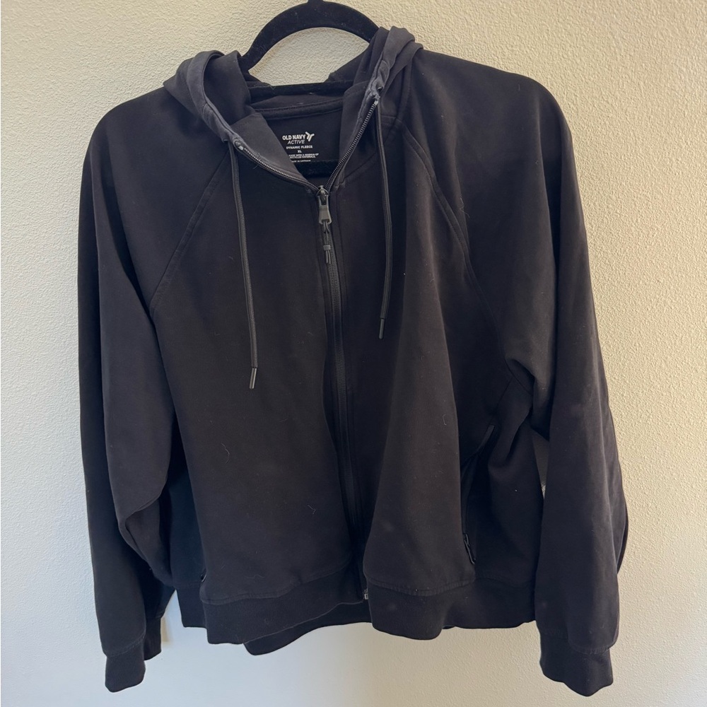 Black old navy women’s  Zip-Up Hoodie active wear size xl